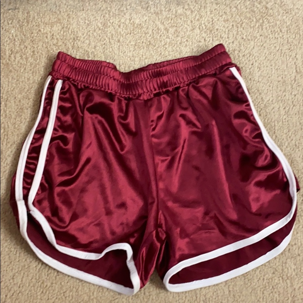 Red Satin-like Shorts Burgundy